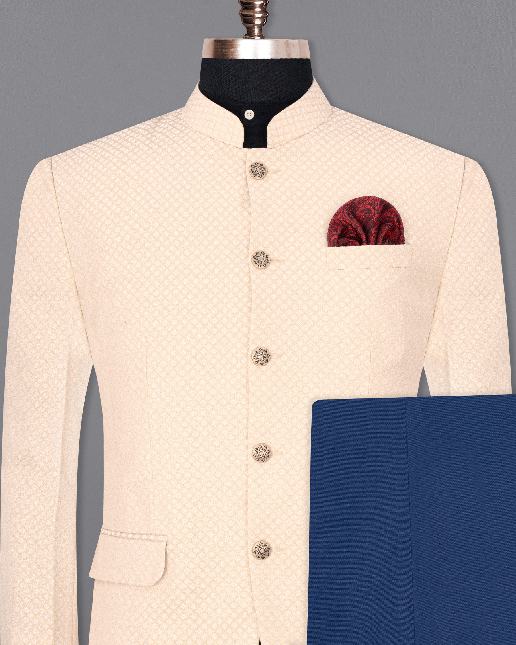 Peach Embroidered Asymmetric Bandhgala Jodhpuri Suit 839MW07